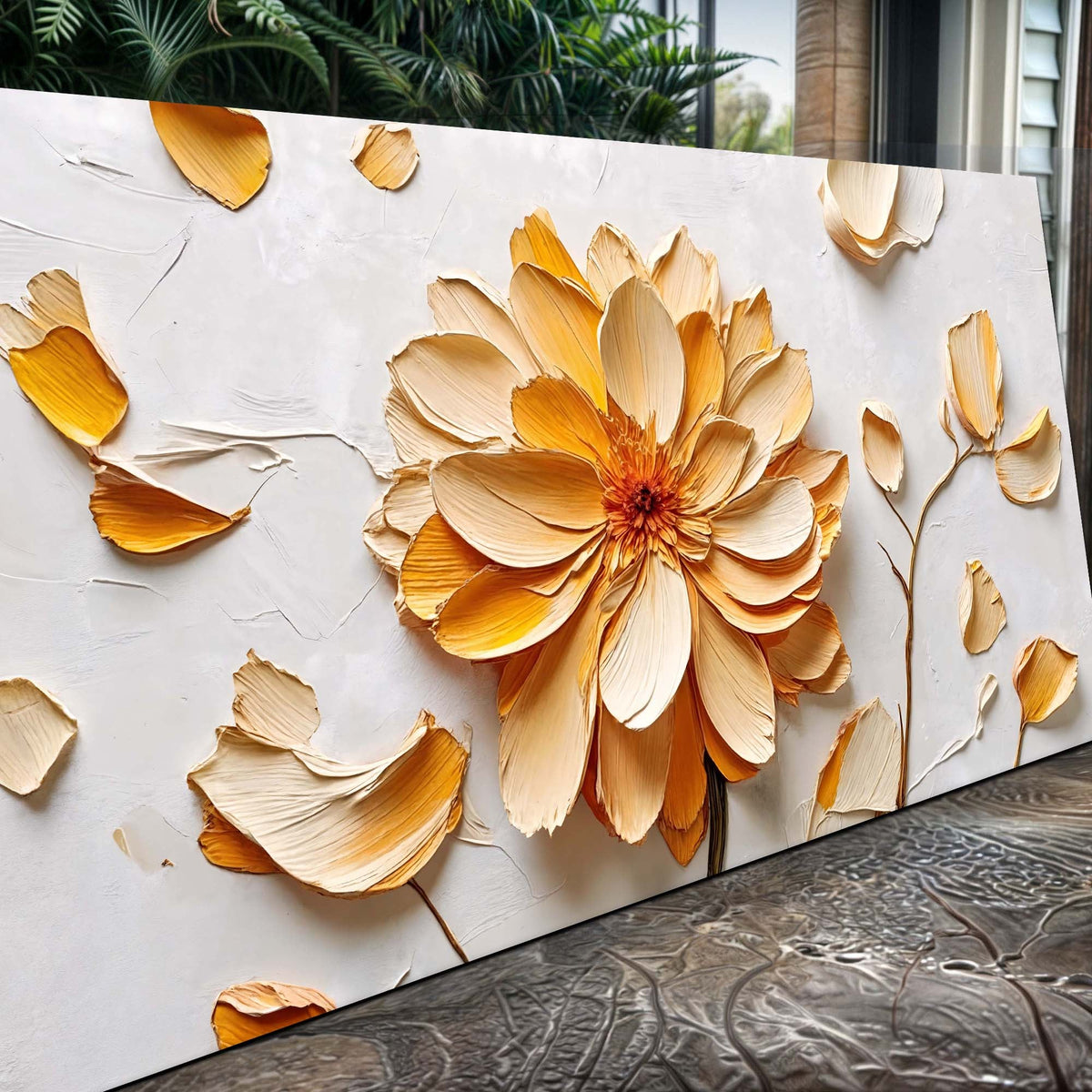 Golden Dandelion Minimalist Abstract Wall Art III