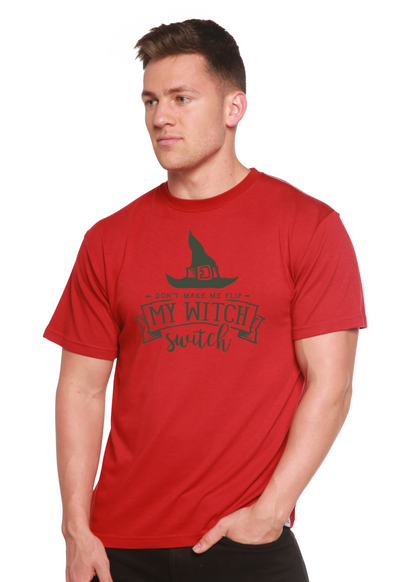 Spun Bamboo men's unisex graphic T-shirt with witch design, short sleeve, made from bamboo viscose and organic cotton.