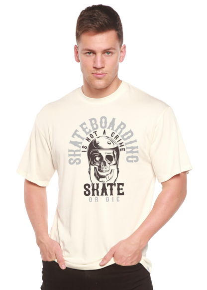 Men's skateboarding graphic t-shirt by Spun Bamboo, short sleeve, made from bamboo viscose and organic cotton, featuring printed design.