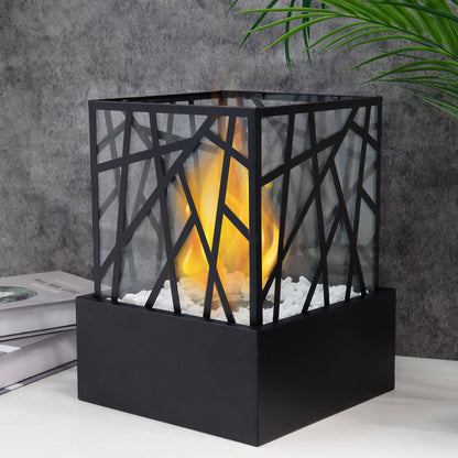 JHY DESIGN portable fire pit bowl, 29cm high, with clean-burning bio ethanol, ventless indoor/outdoor gel and ethanol fireplace
