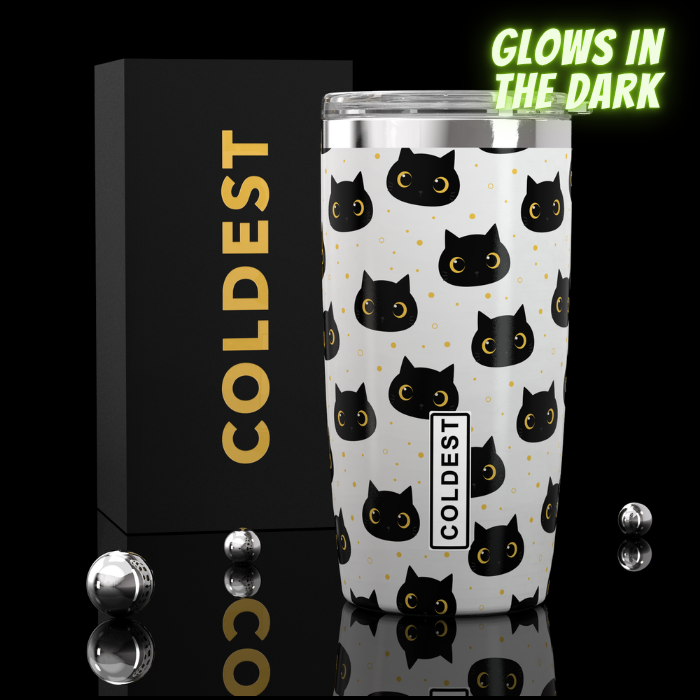 Coldest 20 oz Tumbler v2 hydration bottle with stainless steel body and black lid, designed for keeping drinks cold.