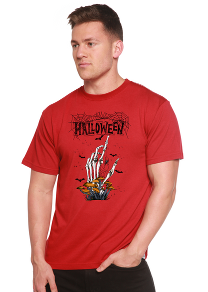 Men's Halloween graphic T-shirt by Spun Bamboo made of bamboo viscose and organic cotton, featuring a printed spooky design.