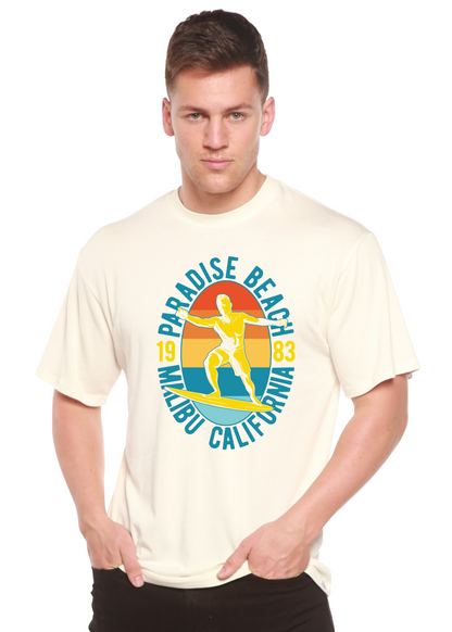 Men's Paradise Beach 1983 Spun Bamboo graphic T-shirt in bamboo viscose and organic cotton with a colorful beach design.