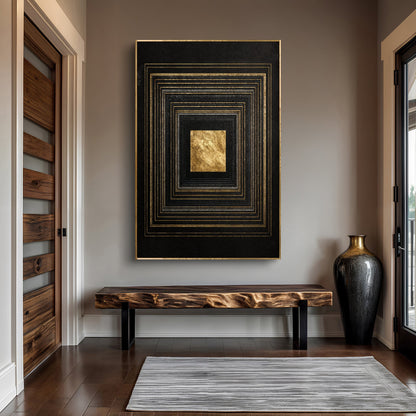 Black and gold canvas wall art by Tailored Canvases, featuring modern abstract design for stylish home decor.