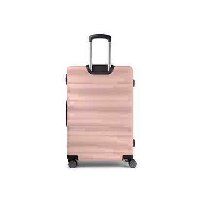 Pink Bugatti Travel Brussels Medium Check-in luggage with sturdy wheels and a sleek design for easy travel.