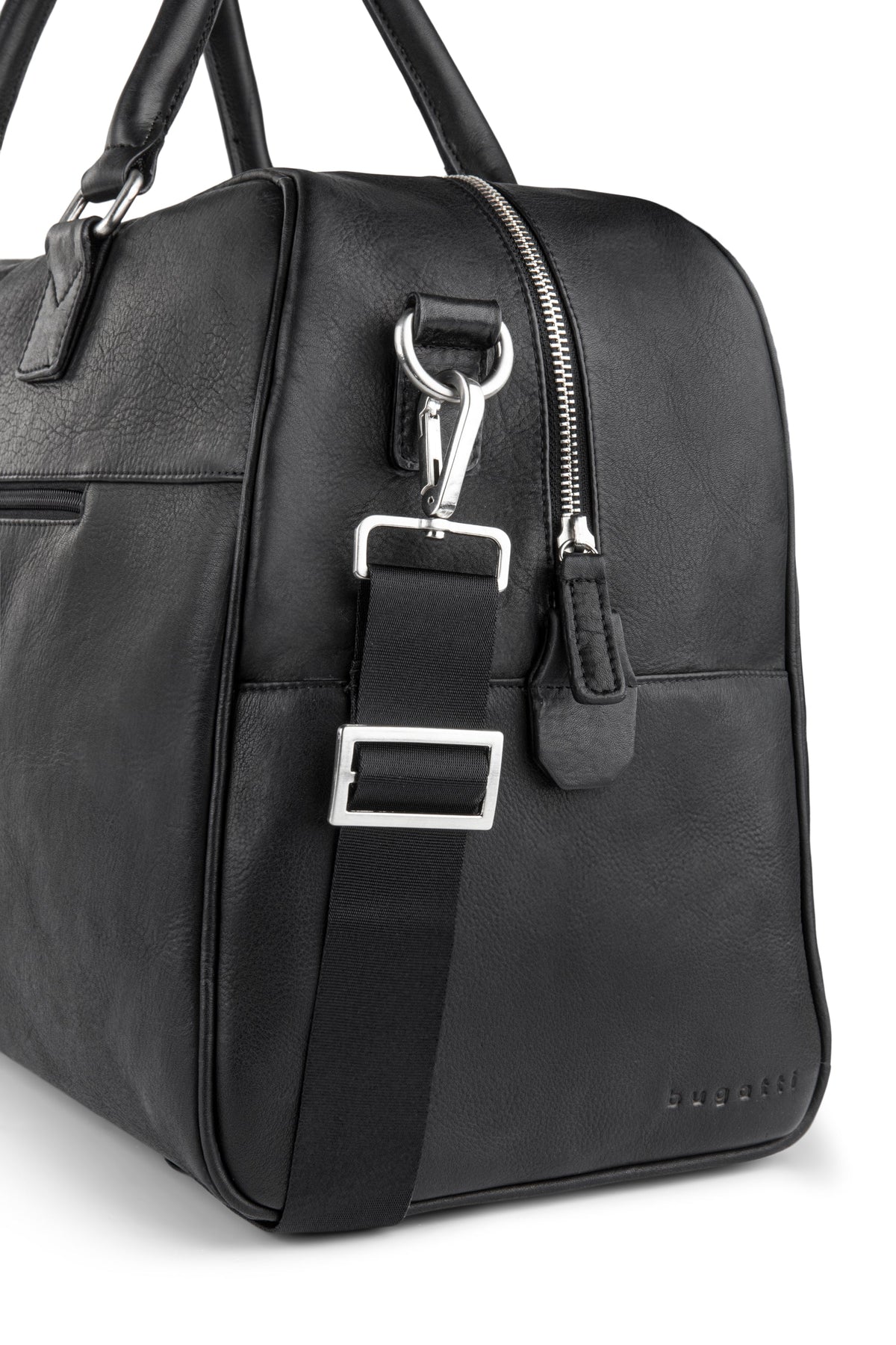 Black Colombia duffle bag by Bugatti Collections with sturdy handles and spacious interior for travel or gym use.