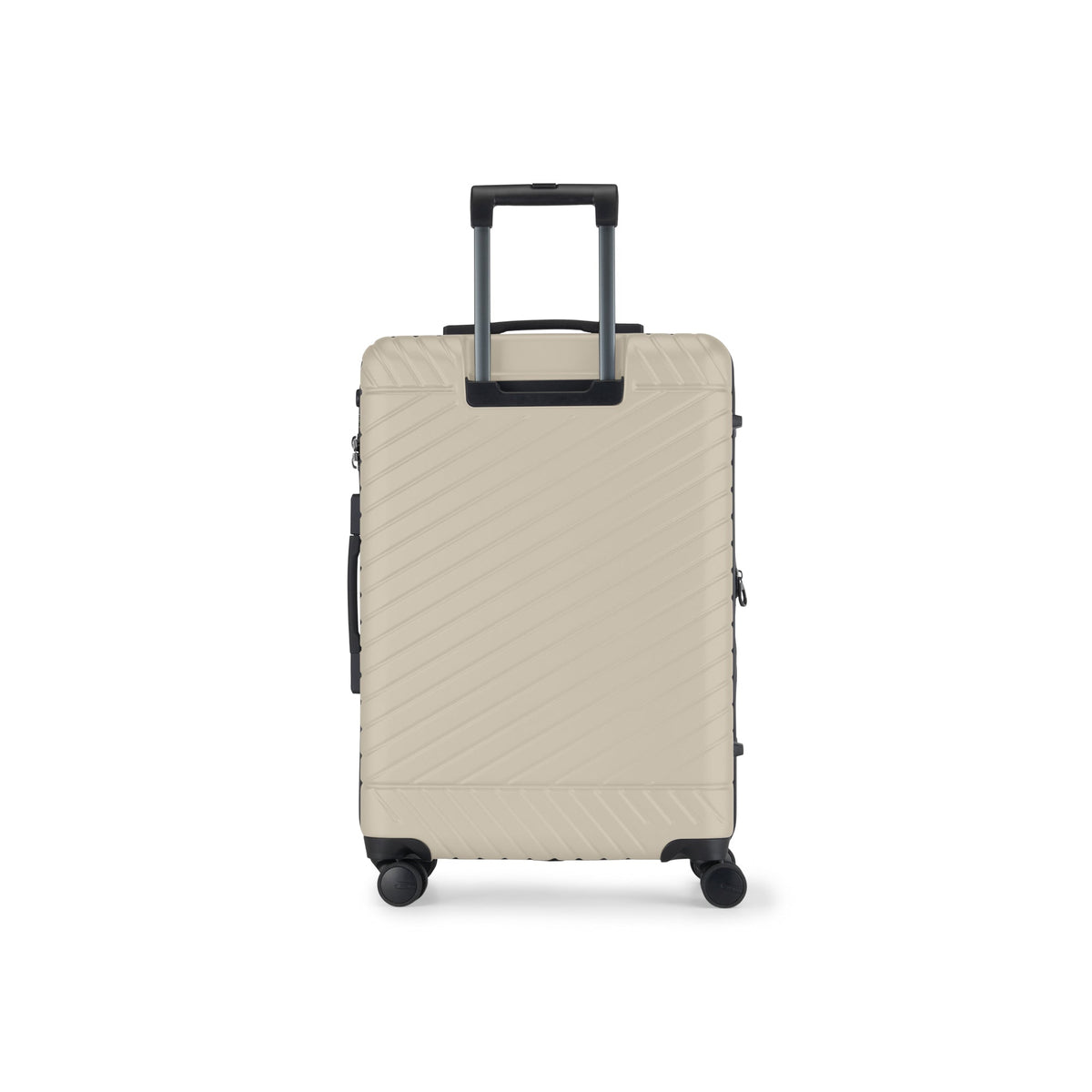 Set of three Bugatti Travel Oslo luggage in oatmeal color, featuring sturdy handles and smooth wheels for travel.