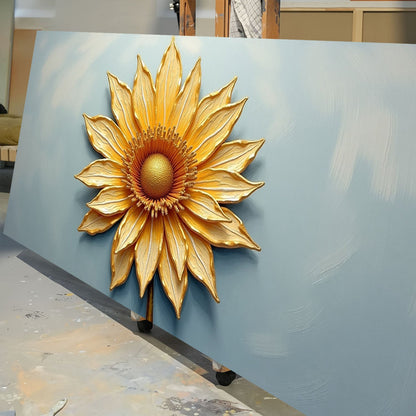 Golden dandelion minimalist abstract canvas wall art by Tailored Canvases featuring a gold-toned dandelion design on a neutral background.