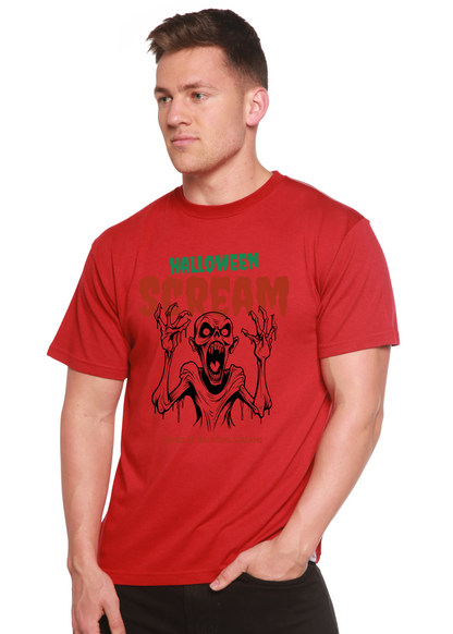 Spun Bamboo Halloween Scream men's short sleeve graphic T-shirt in bamboo viscose and organic cotton with spooky design.