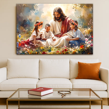 Jesus With Children Faith Wall Art IX