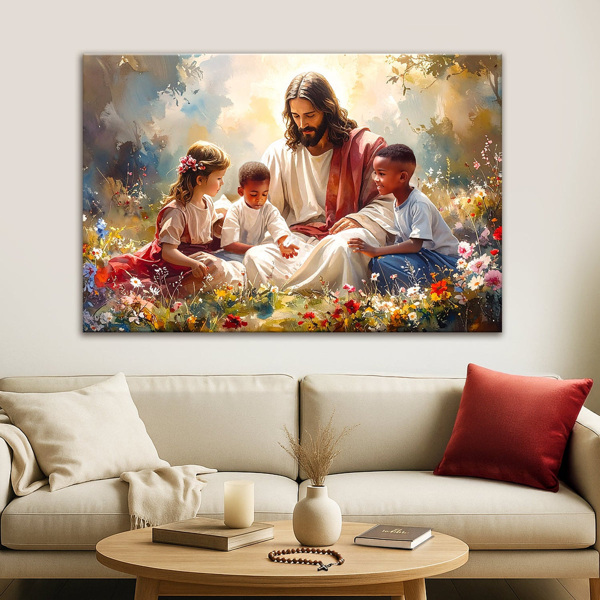 Jesus With Children Faith Wall Art VII