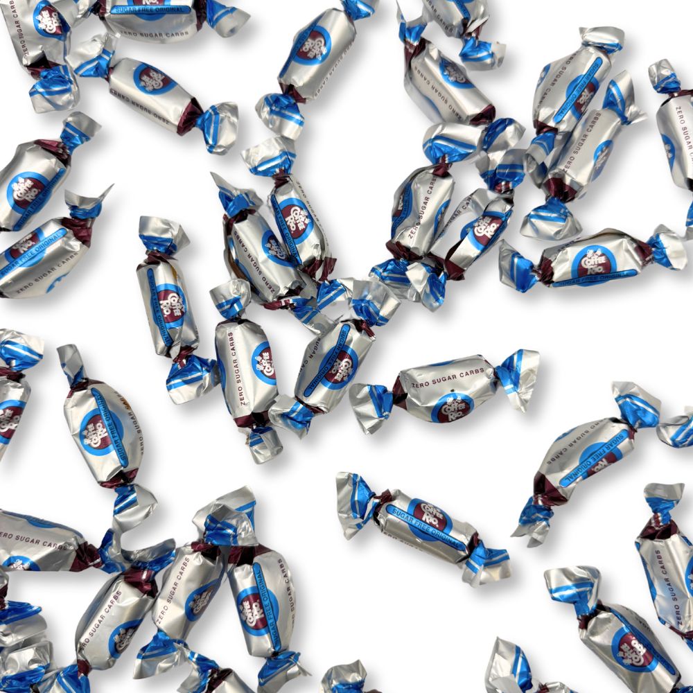 Candy In Bulk Coffee Rio Original Roast Candy, sugar-free bulk bag with colorful coffee bean-shaped candies in bright packaging.