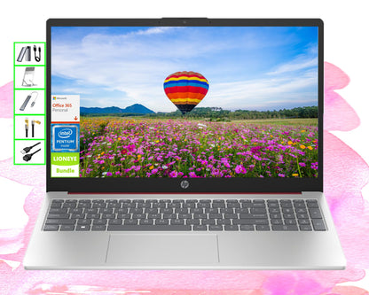 HP 15.6" AI Laptop with Office & 1TB Cloud| 16GB RAM| Red Bundle