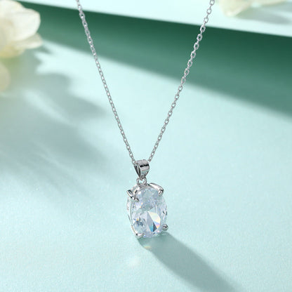 Oval gem pendant necklace and women's stud earrings set with sparkling oval stones