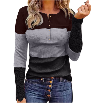 Women's slim fit long sleeve round neck pullover by BACKUPMYFILESNOW.COM®, shown in a close-up of the beige sweater's neckline and fabric.