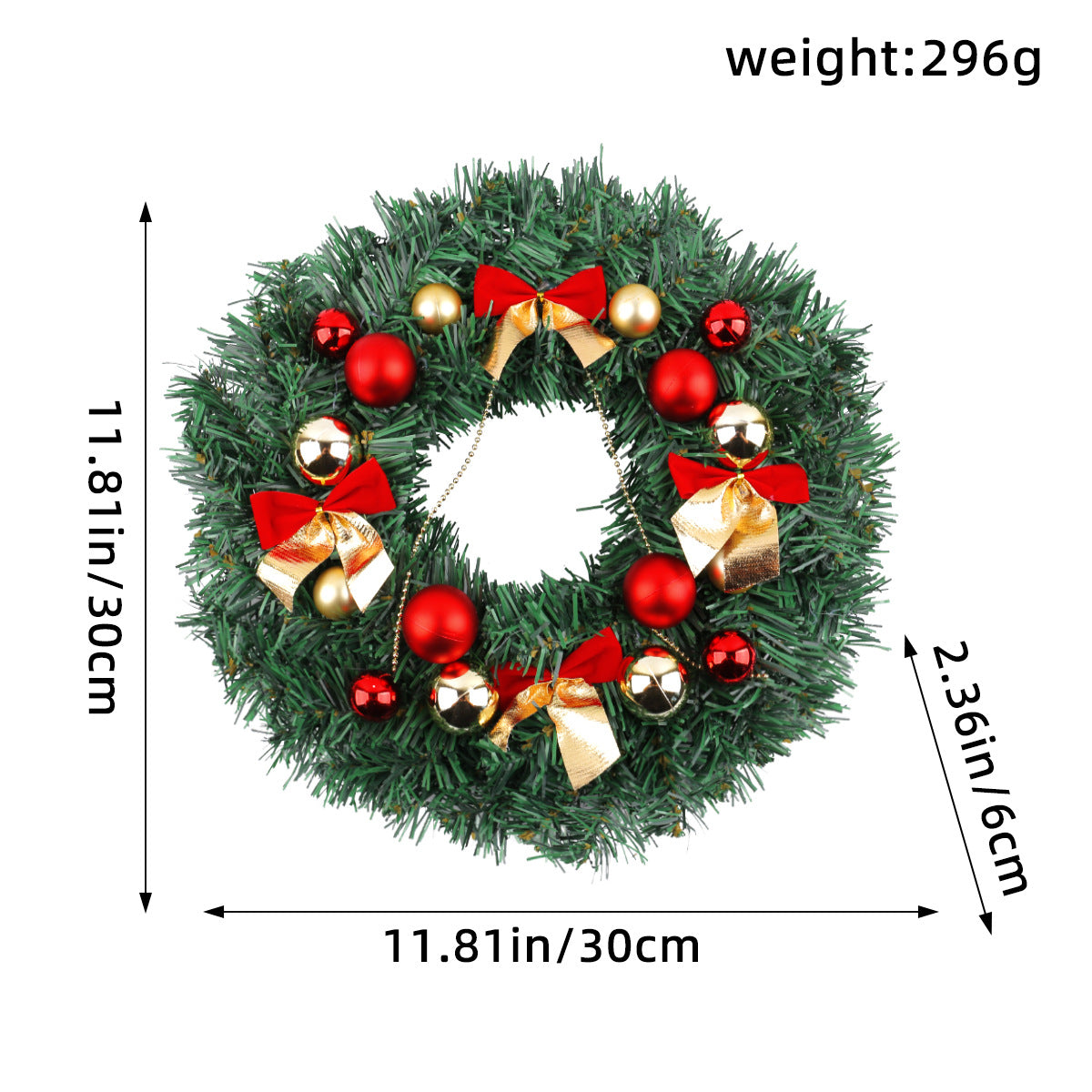 Christmas wreath decoration with festive greenery and seasonal ornaments