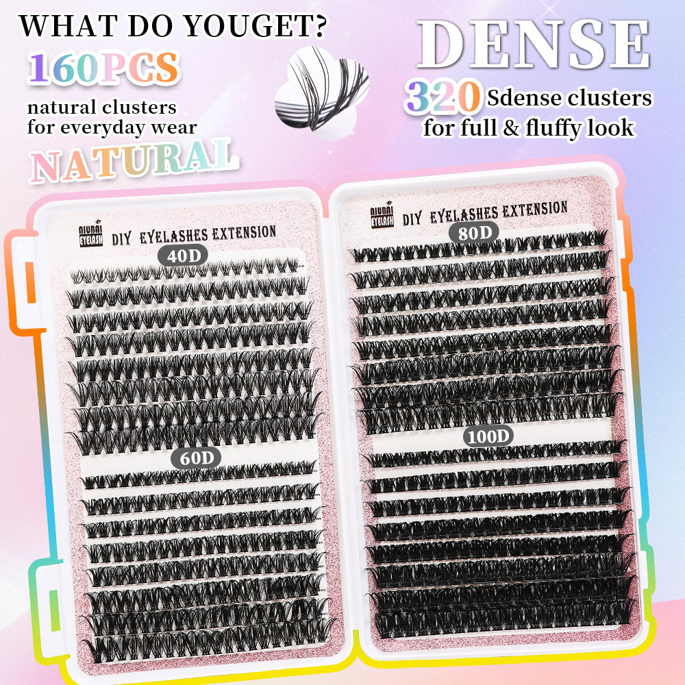 32-row eyelash book with 640 segmented cluster lashes set, Type 4 my store false eyelashes