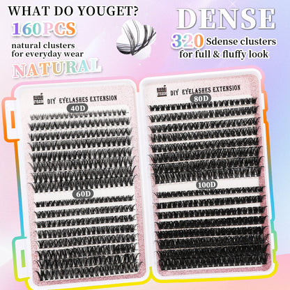 32-row eyelash book with 640 segmented cluster lashes set, Type 4 my store false eyelashes