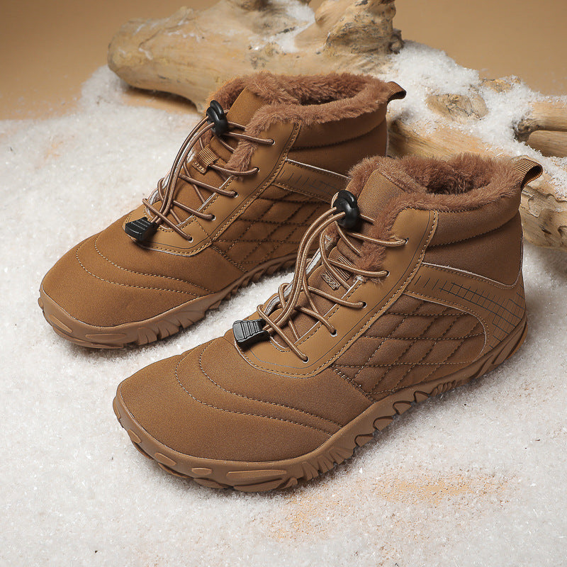 Winter cotton shoes with outer velvet thickening, cozy padded design for cold weatherավետ