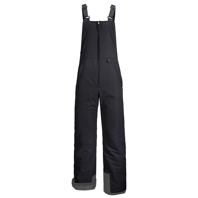 Outdoor ski overalls with waterproof, windproof fabric and extra-thick insulation, front view