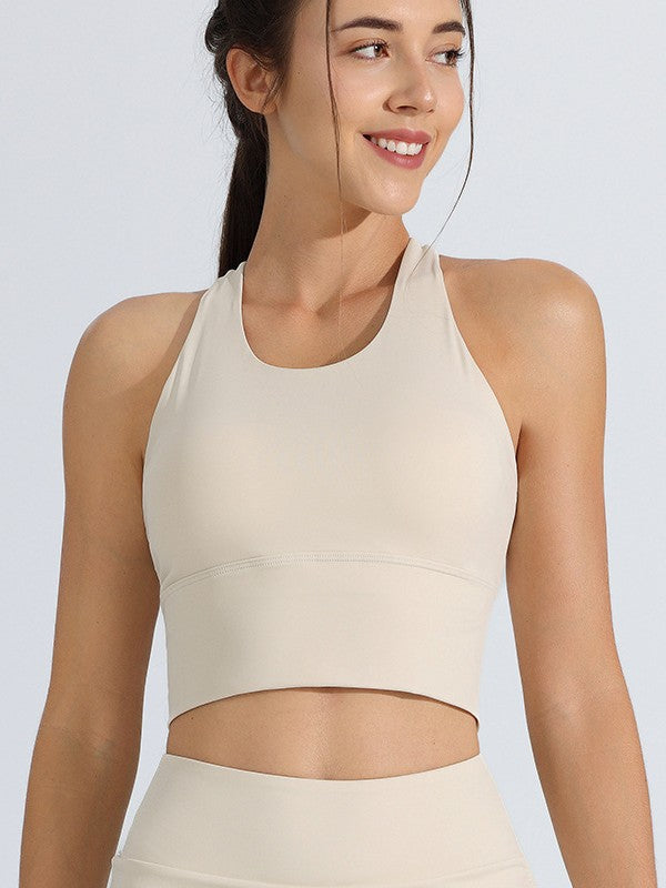 Shock-resistant high-strength one-piece fixed yoga sports bra vest for running in a streamlined athletic design