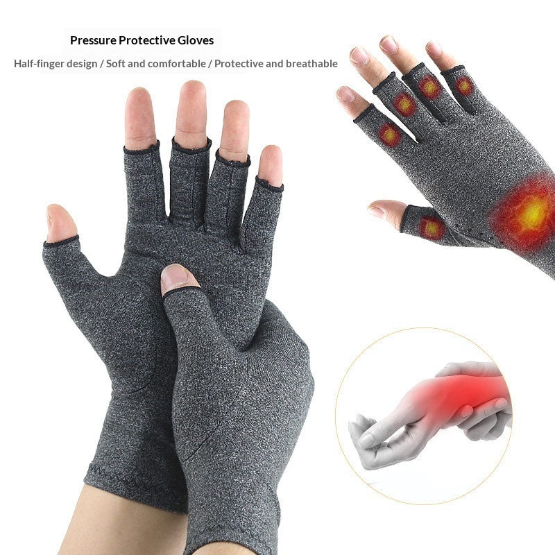Black fingerless pressure-resistant fitness gloves with padded palms for workout protection
