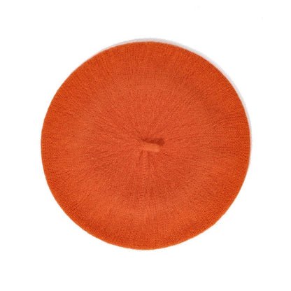 Pearl bow wool breathable beret in a soft, textured design, shown from the front