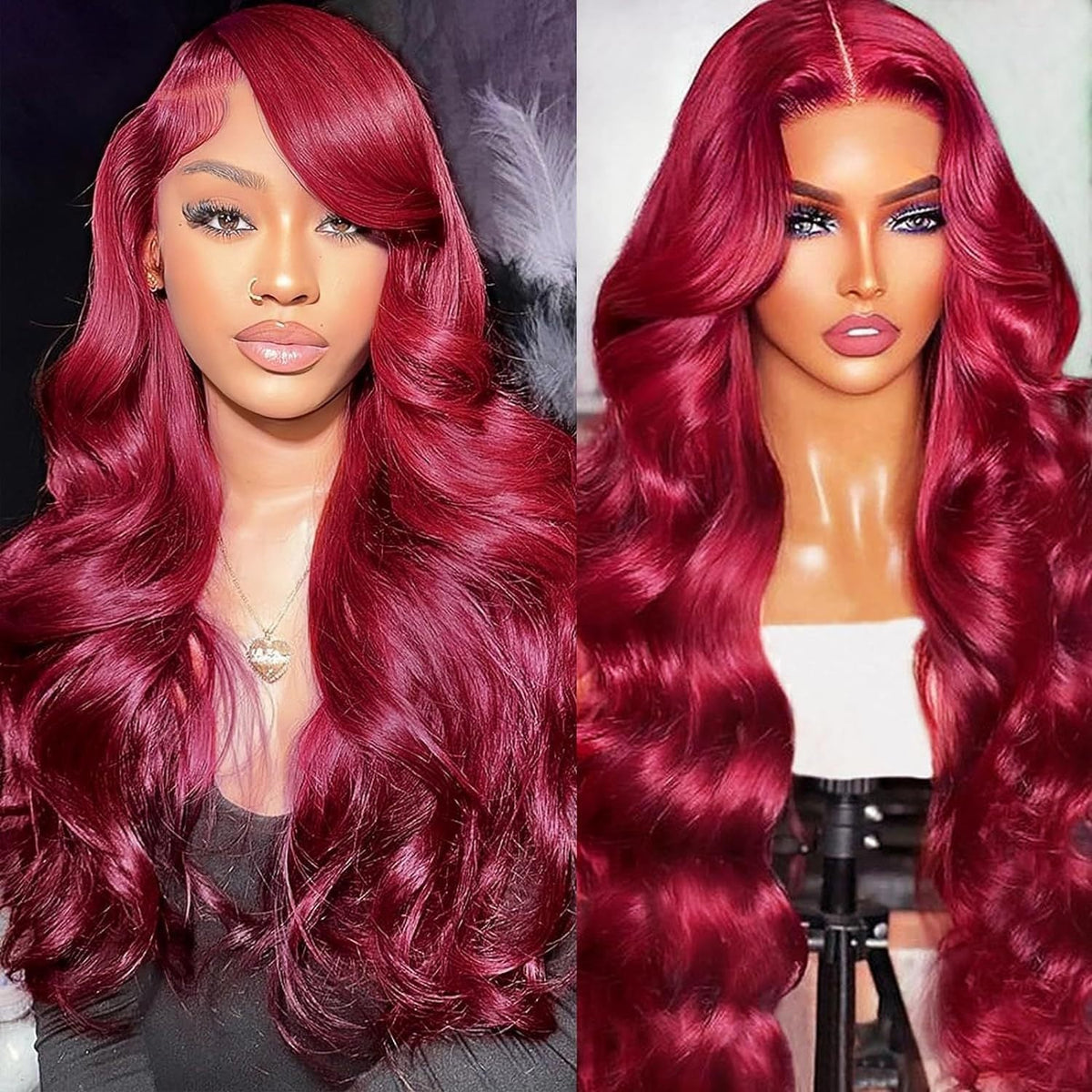 Women's mid-length large wave long curly front lace wig, brown hair with natural-looking curls