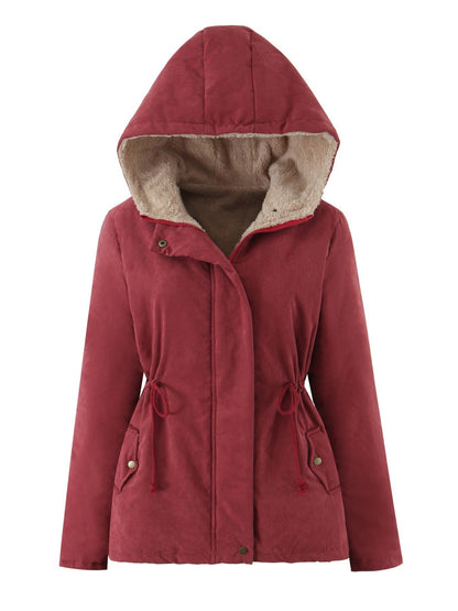 Women's warm hooded cotton-padded coat in a quilted design by My Store