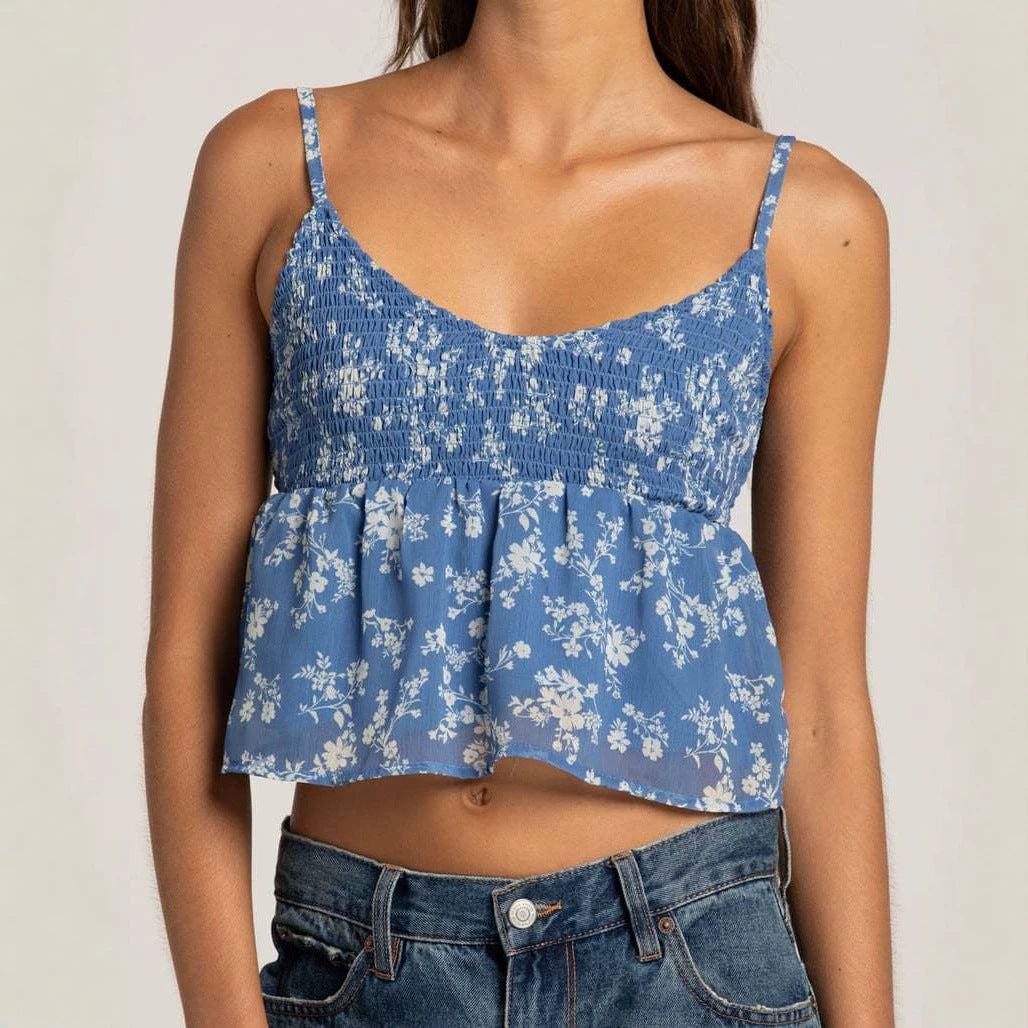 Women's casual versatile printed camisole top with colorful pattern and slim straps
