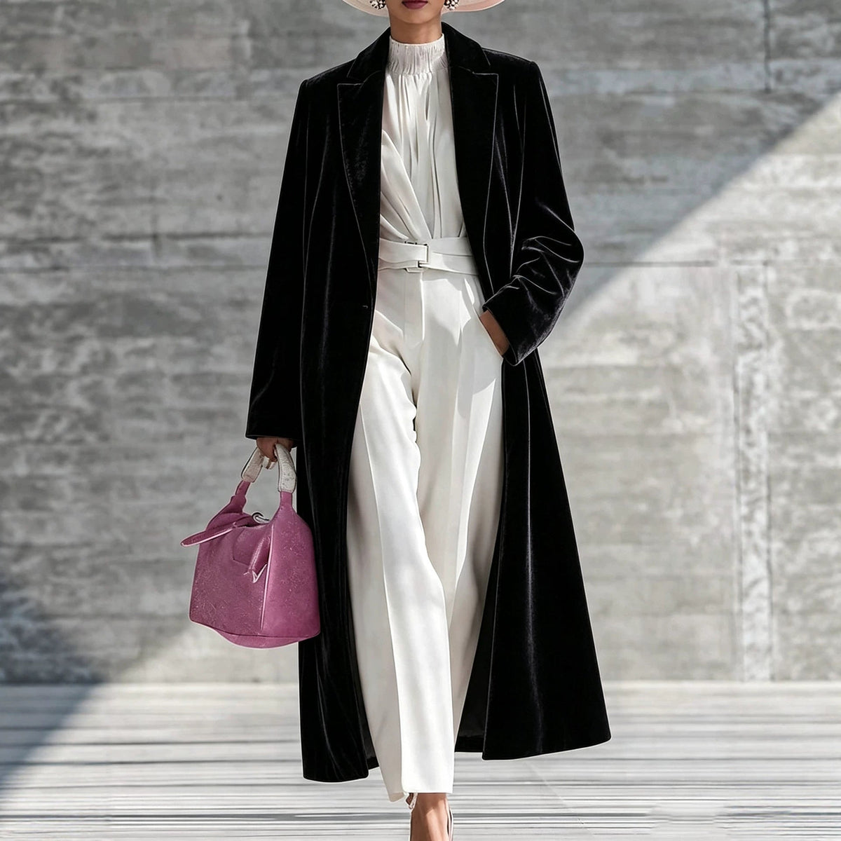 Women's V-neck over-the-knee velvet coat by My Store