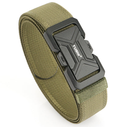 35-inch tactical elastic outdoor belt with buckle in black and gray My Store design