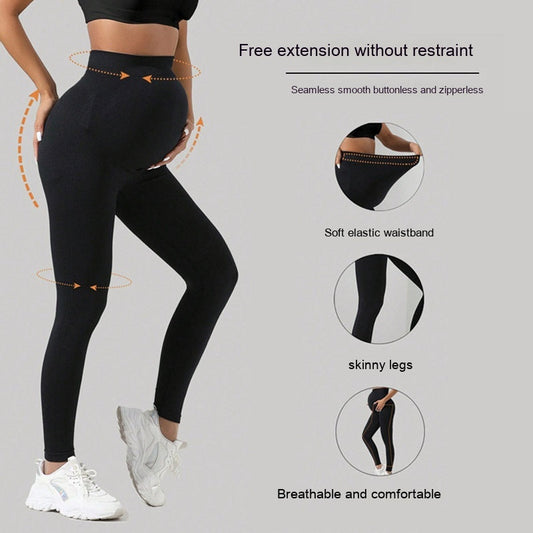 Pregnant women’s seamless belly support outerwear yoga pants in a comfortable maternity fit