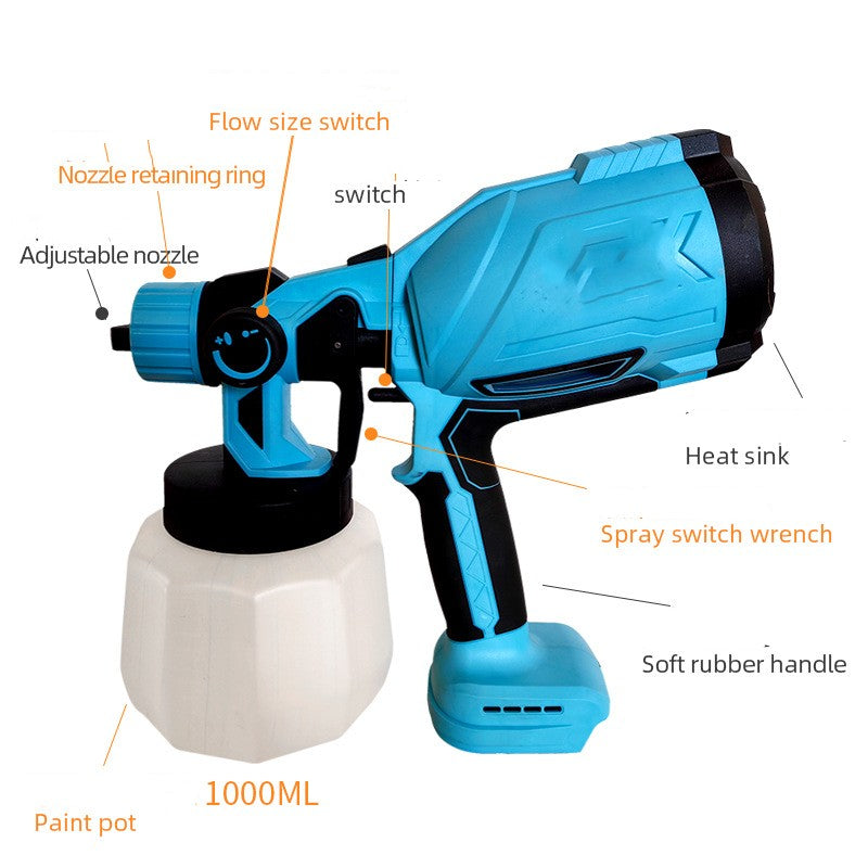 Electric high-power paint coating spray kettle spray gun with handheld applicator and attached paint container