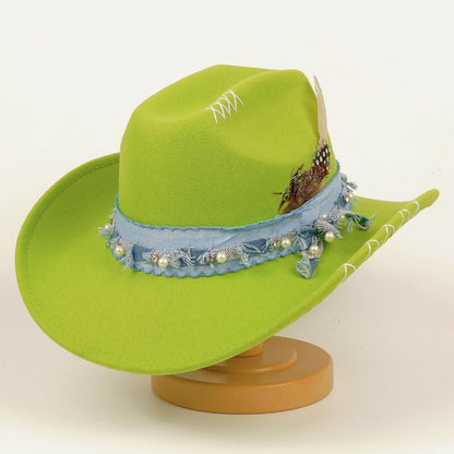 Western cowboy vintage jazz felt hat in classic cowboy style