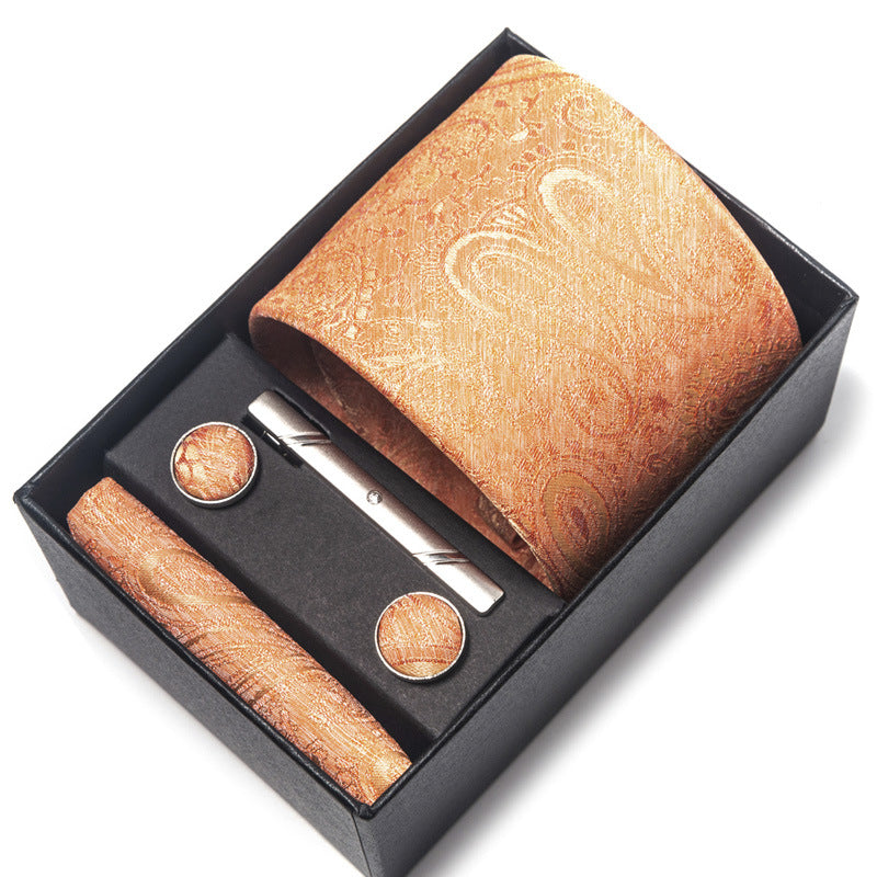 Men's polyester yarn-dyed jacquard formal tie in a detailed woven pattern 恒一