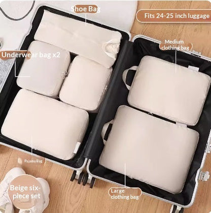 6-piece compressible travel storage bags and luggage organizers for compartmentalized packing cubes