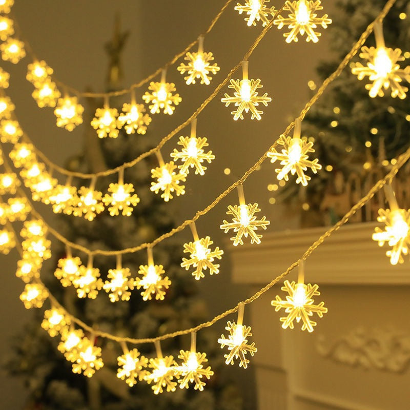 LED snowflake lighting chain for room decoration by My Store, featuring illuminated snowflake ornaments