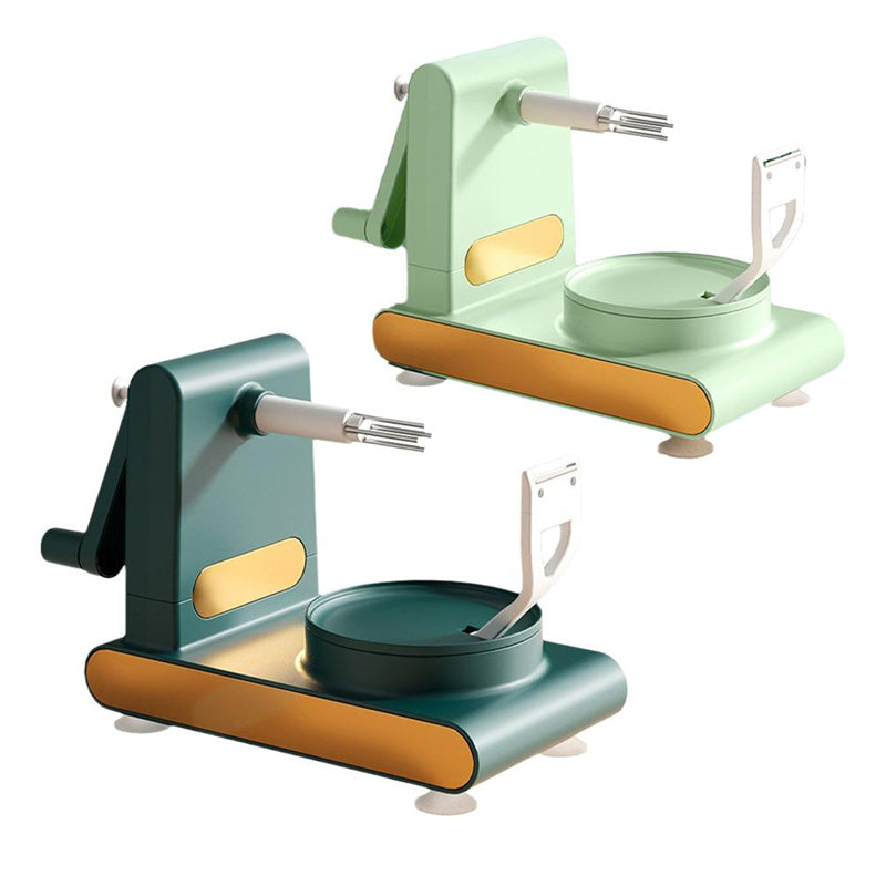 Hand-cranked multifunctional peeler, cutter, slicer, and fruit corer kitchen tool with accessories