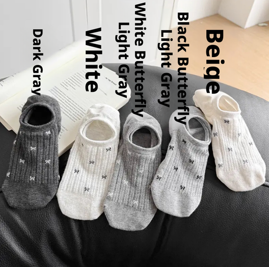Dark gray butterfly boat socks, 1 pair
