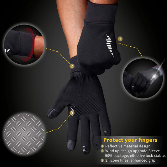 Extra-thick winter touchscreen gloves for men and women, designed for outdoor cycling