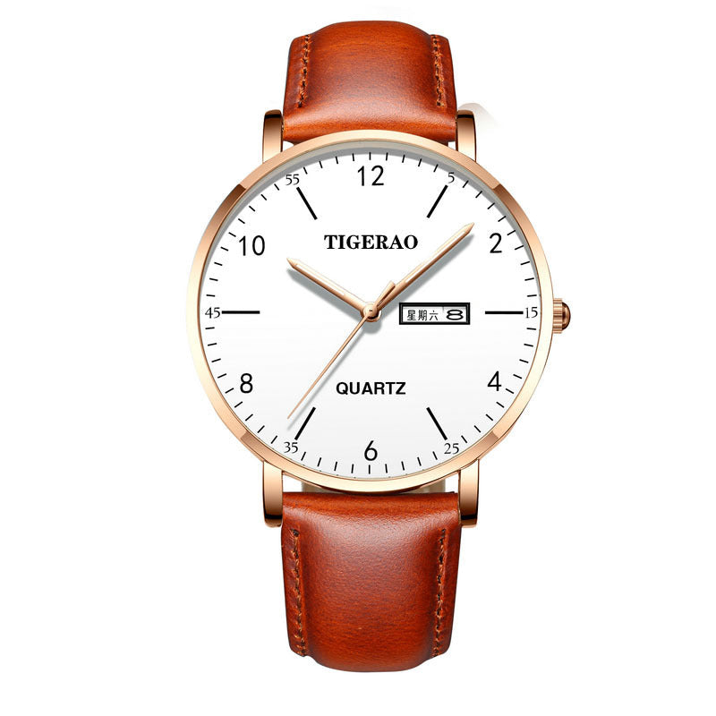 Water-resistant luminous fully automatic movement watch with a sleek dial and classic wristwatch design