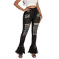 High-Rise Distressed Flare Jeans Black