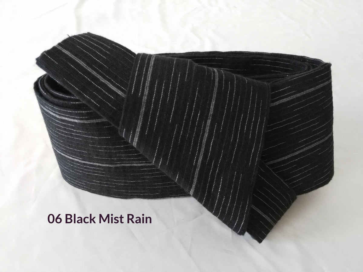 Japanese-style cotton kimono yukata pre-tied waist belt in a traditional fabric design