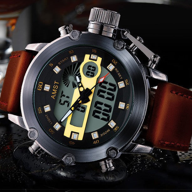 Men's multi-functional casual sports waterproof electronic watch with digital display and durable design