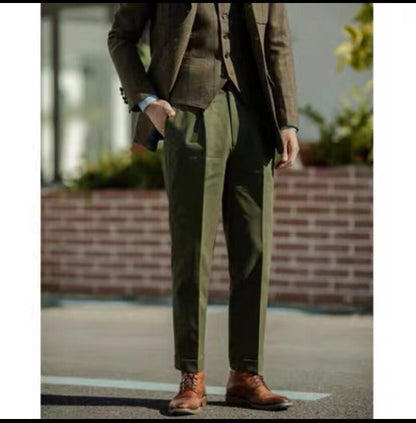 Men's cotton casual pants from Naples, shown in a relaxed straight-leg style