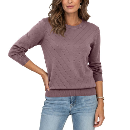 Women's autumn winter round-neck long-sleeve pullover sweater in comfortable knitwear style
