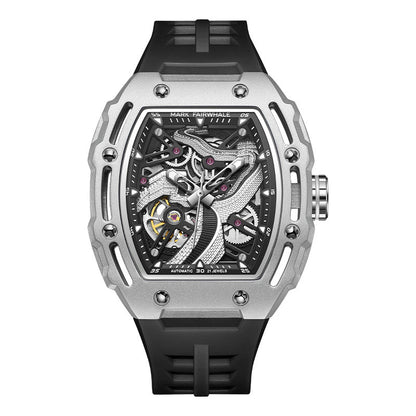 Openwork carved luminous fully automatic mechanical watch with visible skeleton dial