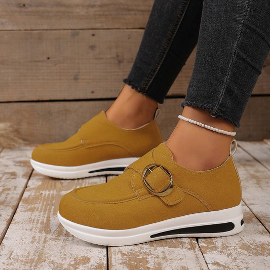 Solid-color front-laced casual slip-on women's shoes in a simple, comfortable design