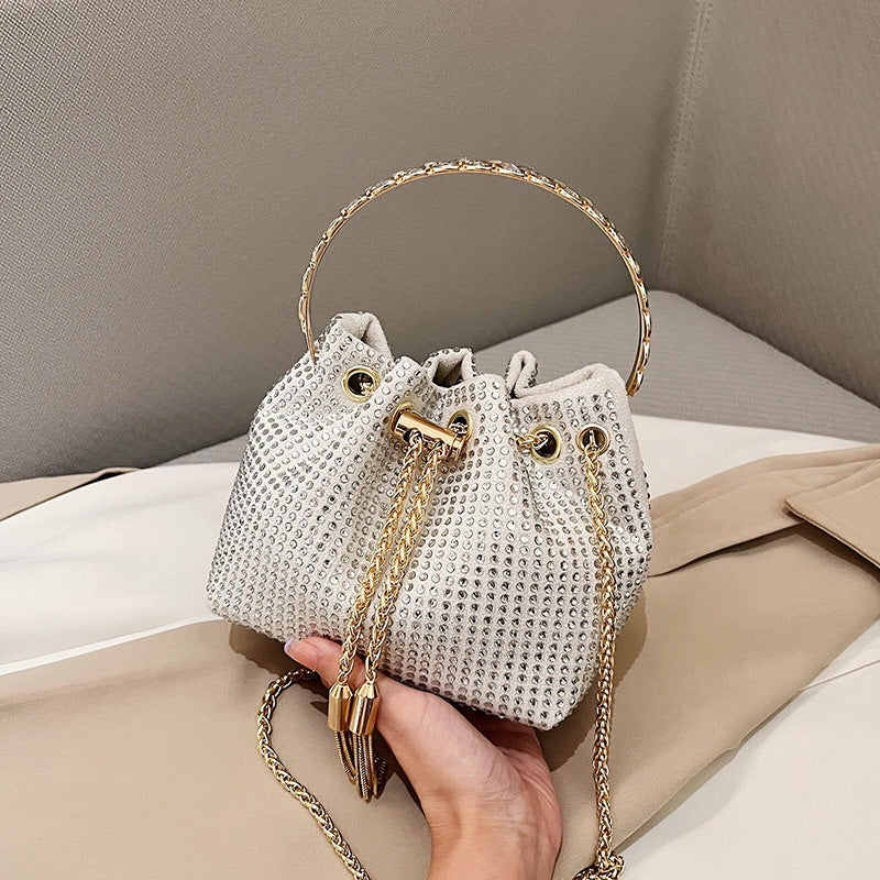 European and American shiny diamond handbag for women, glittering rhinestone design with structured silhouette